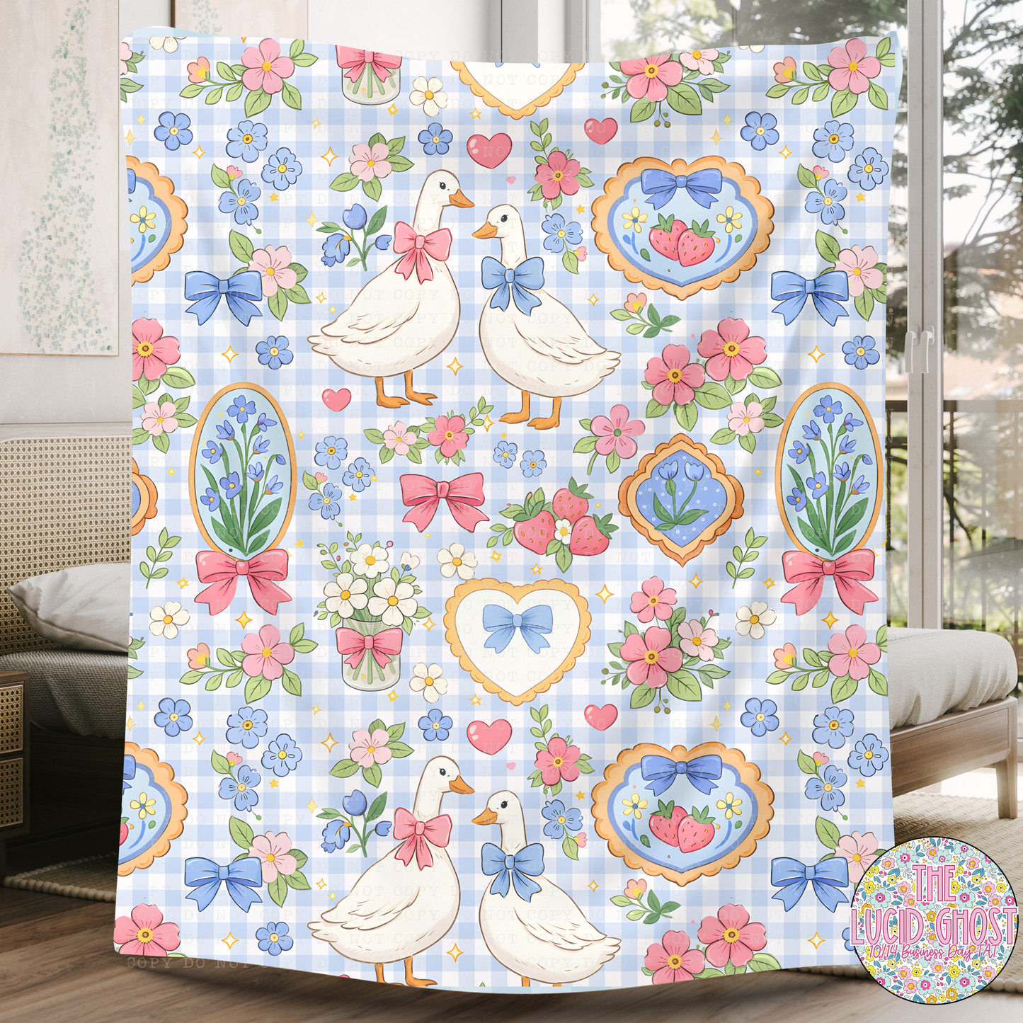 Floral Geese Mink Fleece Material Pre-Order (Please read description)